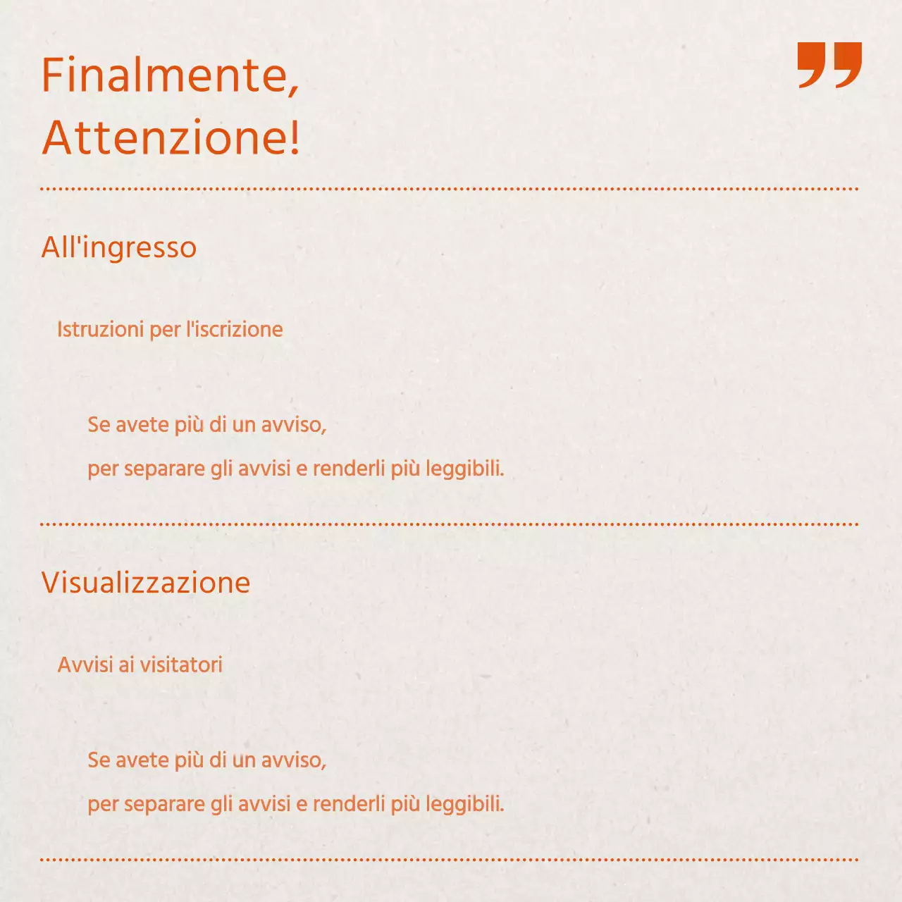 Promuovere un centro informazioni moderno in arancione e beige