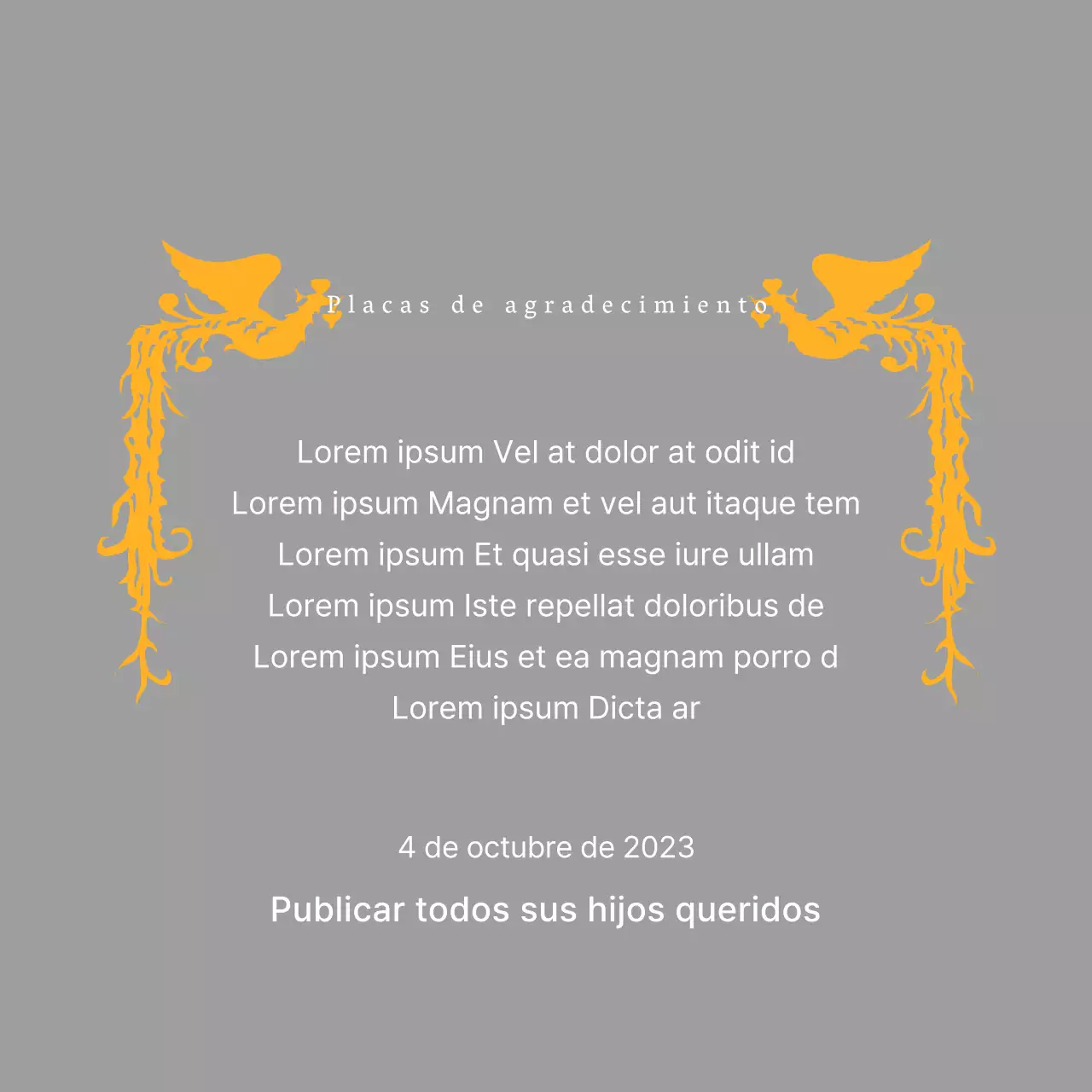 Placa de agradecimiento con motivo del Día de la Madre e ilustración de un ave fénix