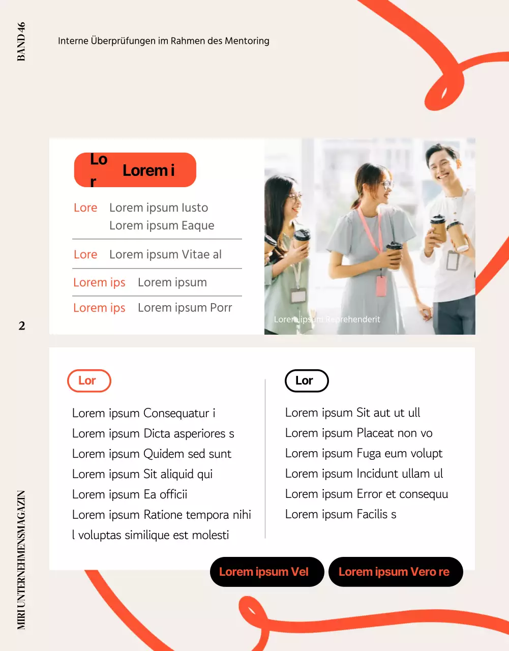 Eine hübsche orange-beige Firmenzeitschrift