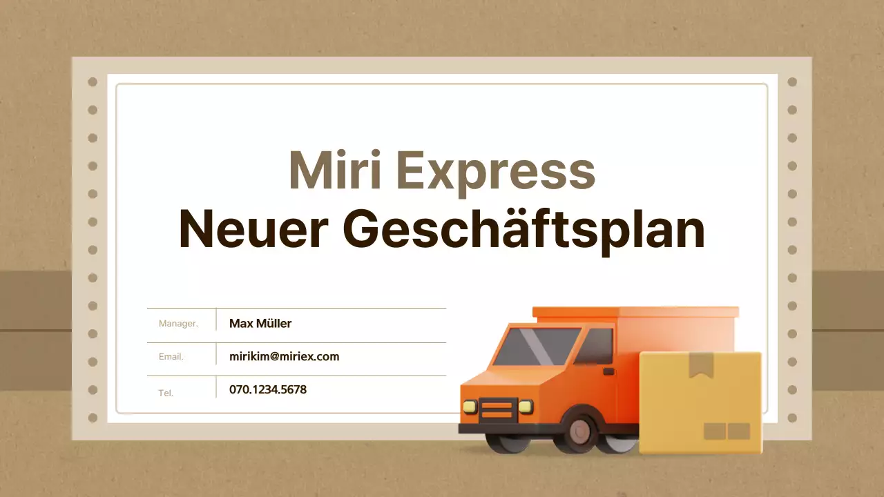 Einfacher Businessplan für Kurierdienste in Braun und Beige