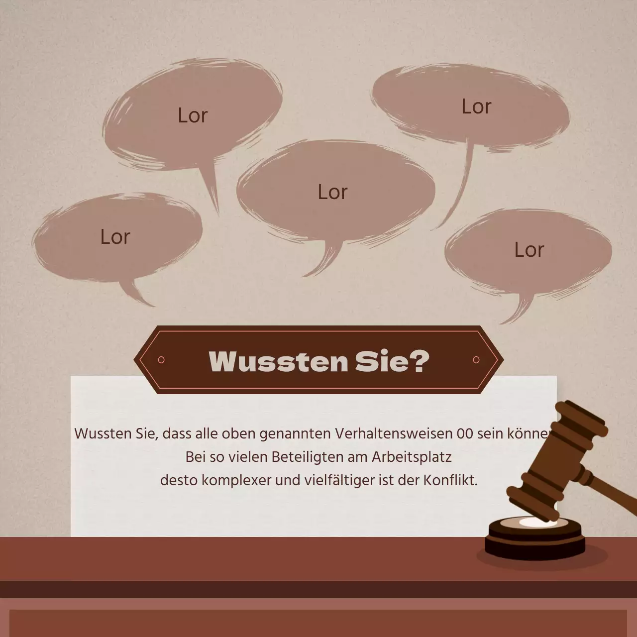 Werbung für eine einfache Anwaltskanzlei in Beige und Braun