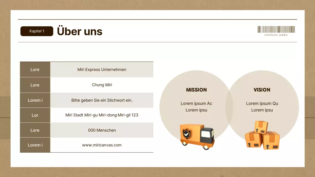 Einfacher Businessplan für Kurierdienste in Braun und Beige