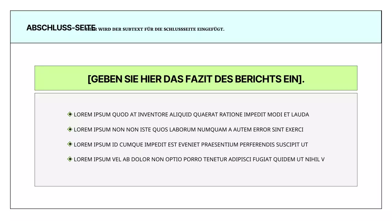 Ein einfacher druckbarer Bericht in Hellblau und Chartreuse