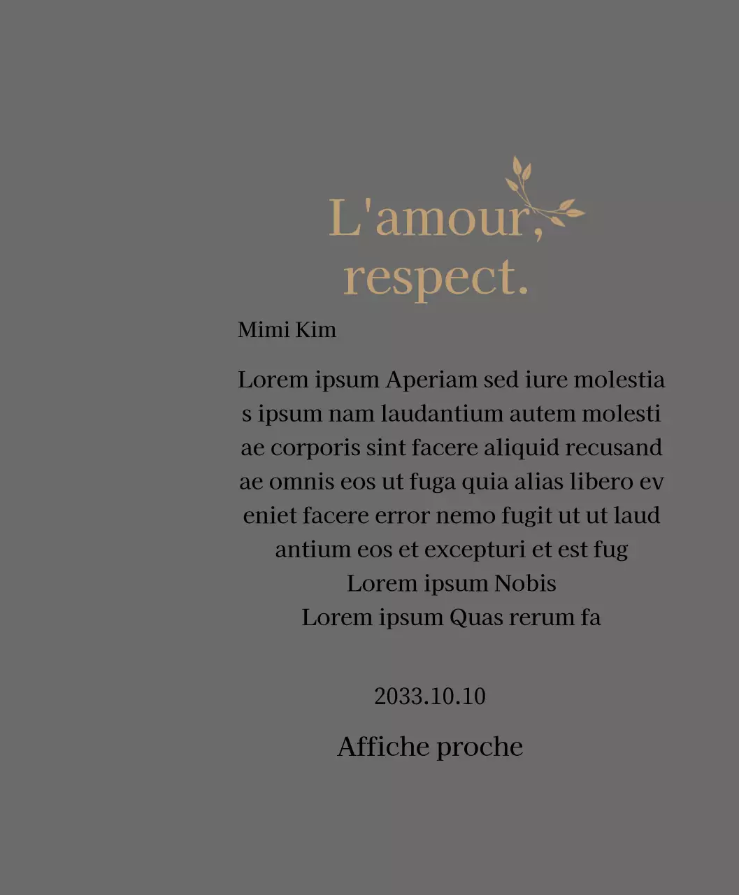 Plaque de remerciement classique avec or et feuilles