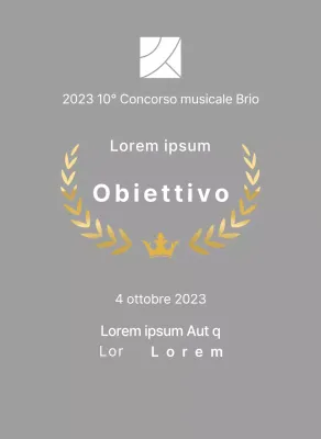 Targa per il vincitore del concorso con illustrazione delle linee di alloro e della corona