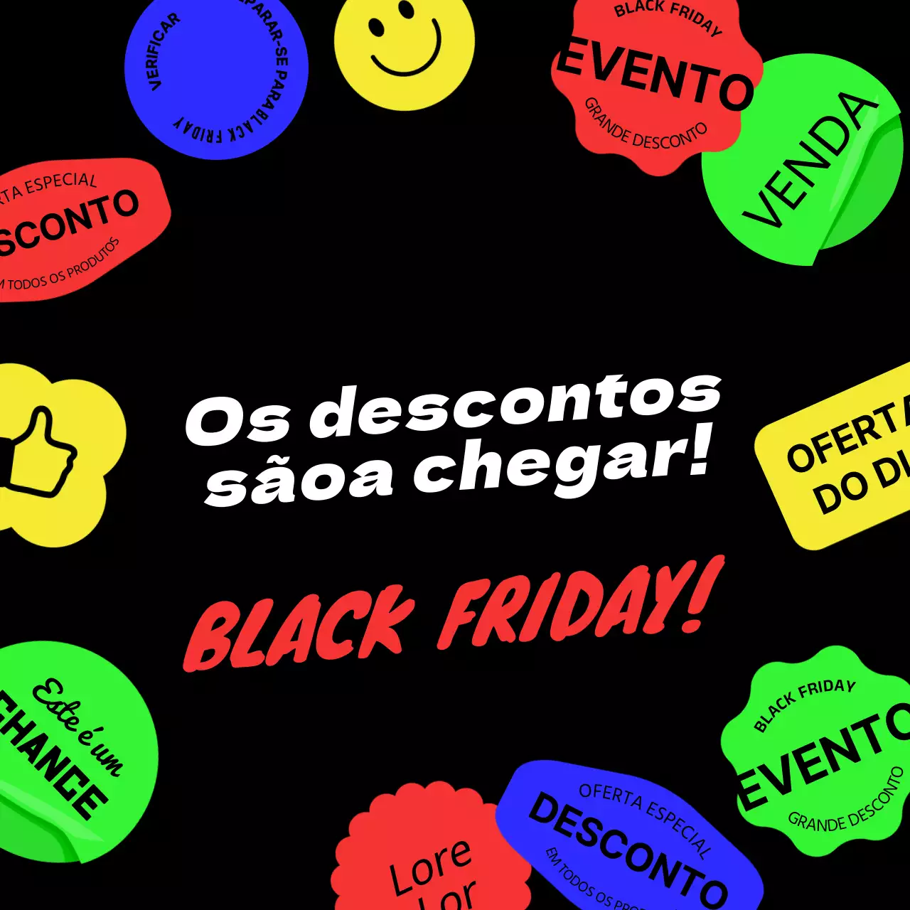 Anúncios da Black Friday na moda sobre um fundo preto
