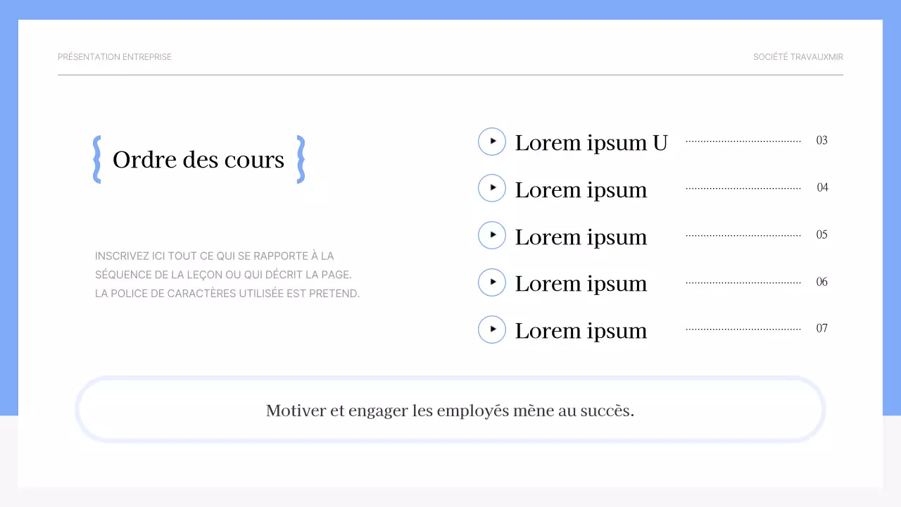 Matériel de formation motivant simple, bleu clair et gris