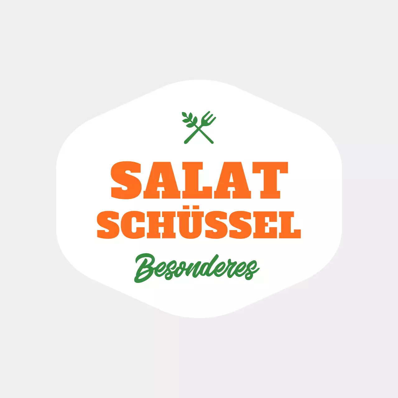 Stilvolle Salatpunktbeschilderung in Orange und Grün