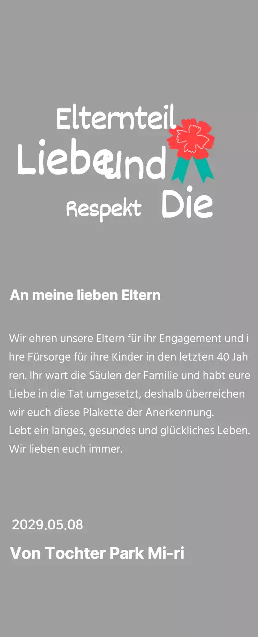 Kalligraphie zum Muttertag mit roter Nelke Illustration