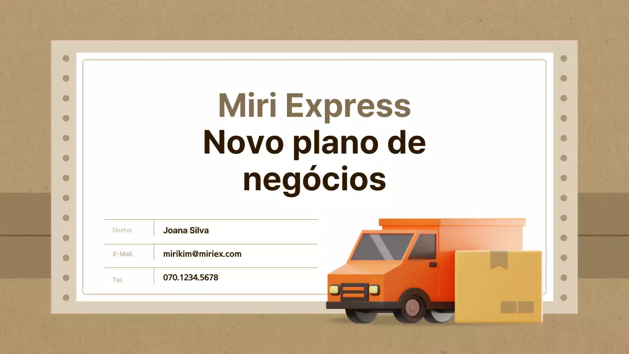 Plano de negócios simples de uma empresa de correio em castanho e bege