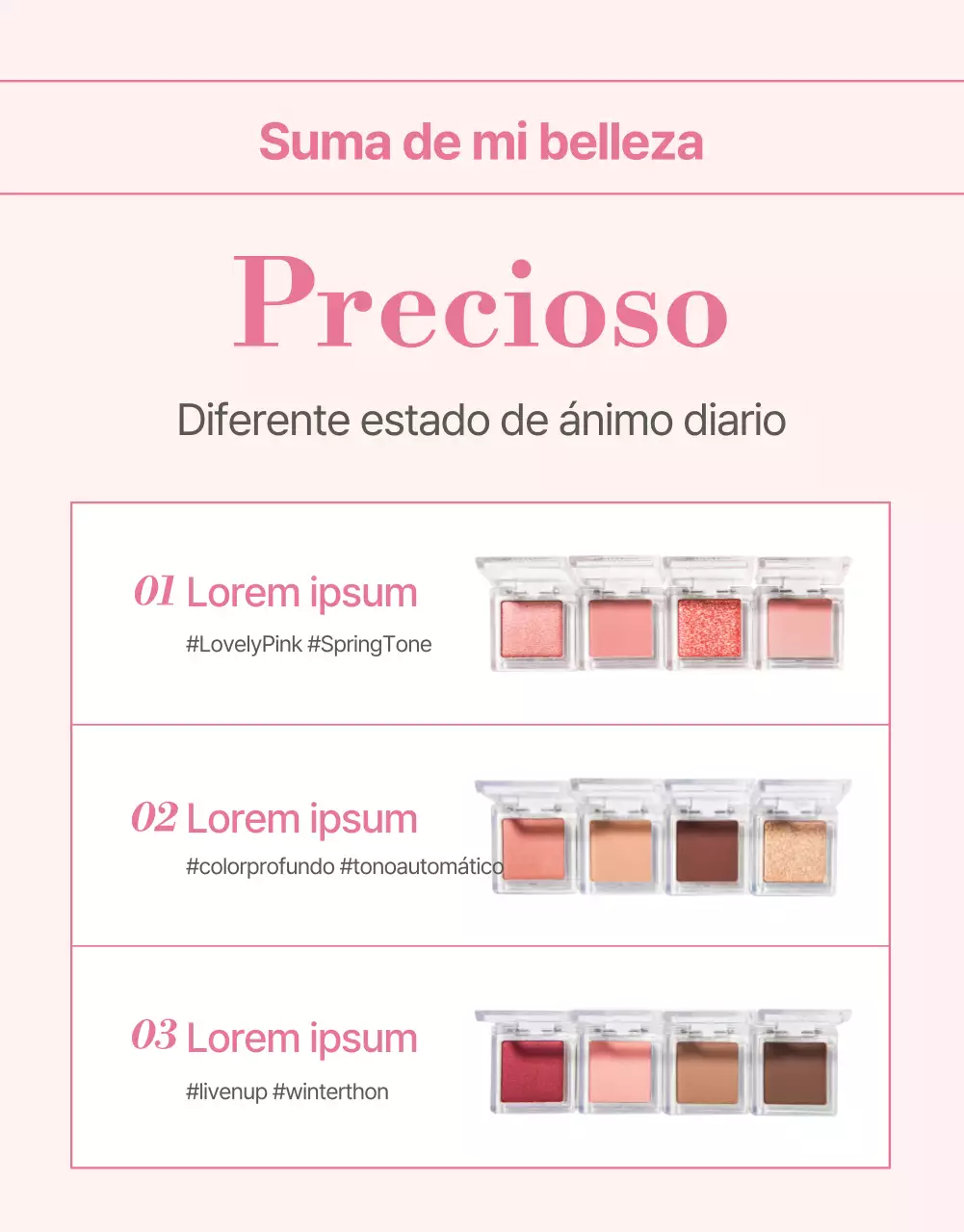 Promover los cosméticos en modernos tonos de rosa