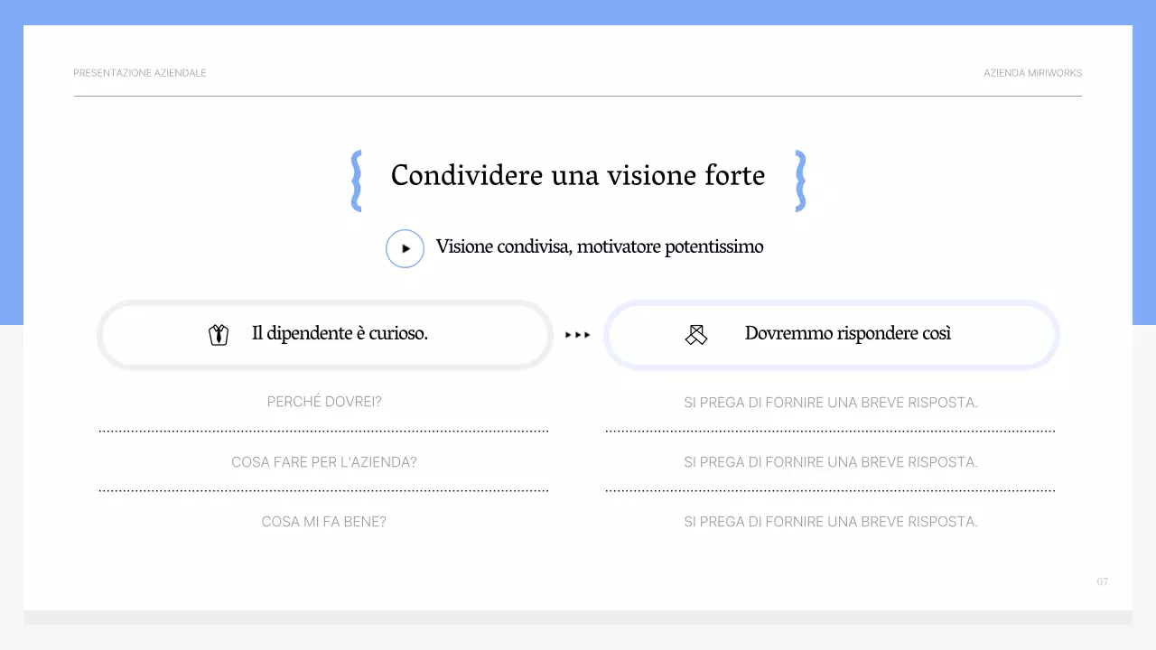 Materiale formativo motivazionale semplice di colore azzurro e grigio