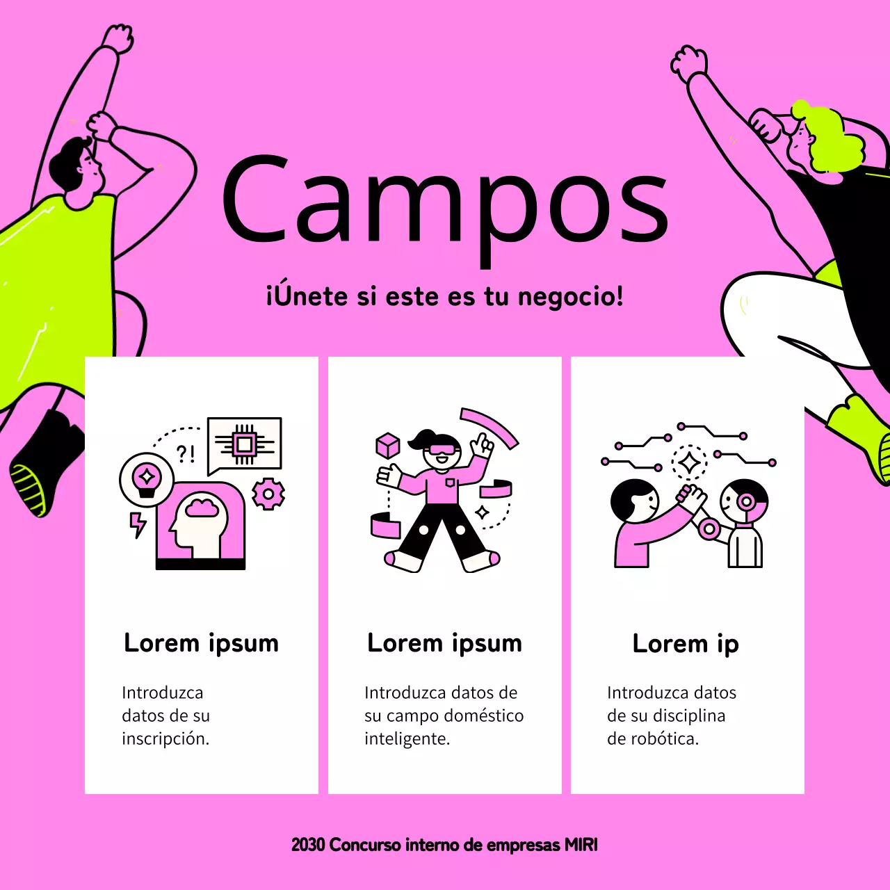 Promocione un concurso de emprendimiento interno con un look pop art rosa y neón