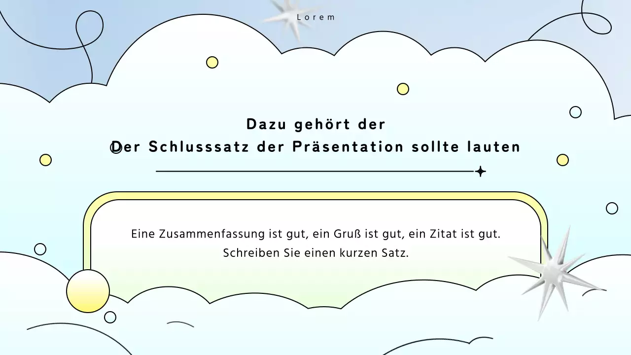 Kitschige Angebotspräsentation mit hellblauem und gelbem Hintergrund