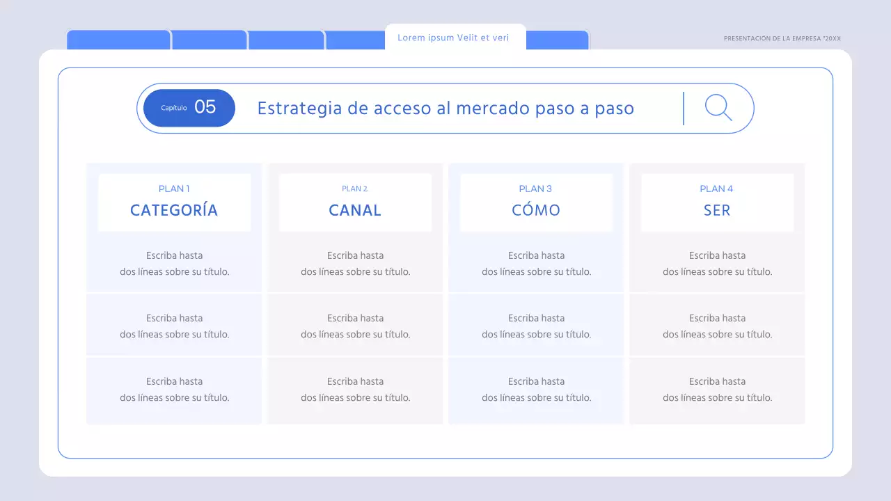 Un informe de mercado minimalista en azul claro