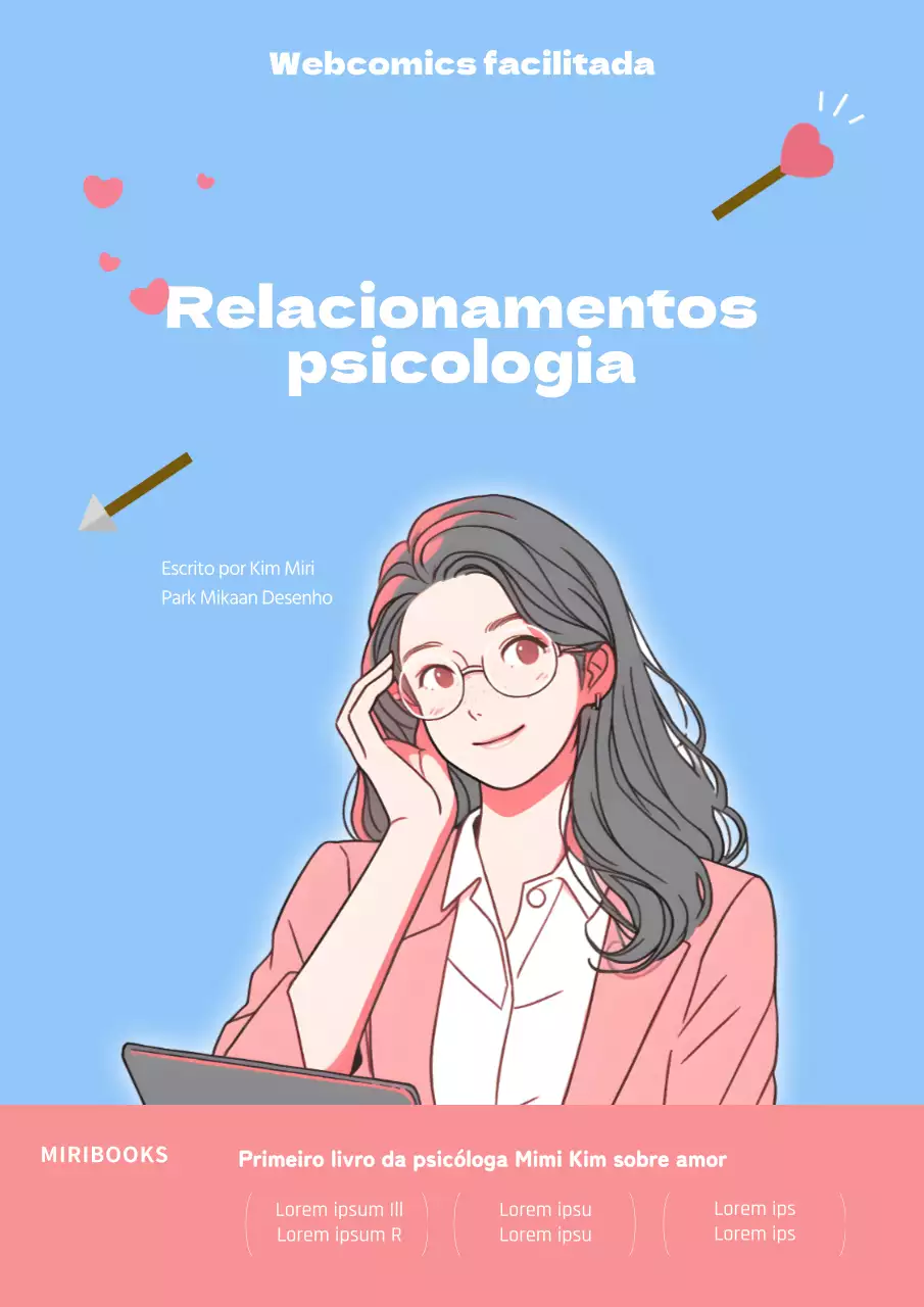 Capa de livro de psicologia do amor em cor-de-rosa e azul claro