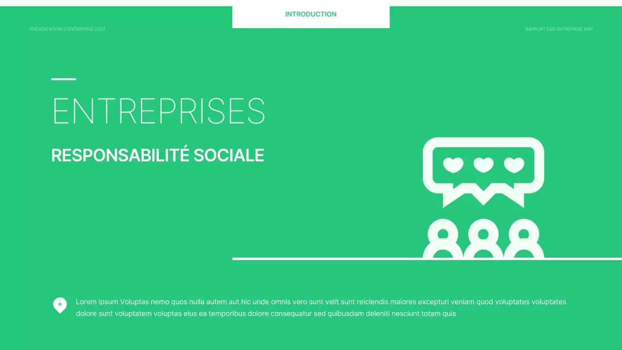 Un rapport ESG d'entreprise simple en chartreuse et blanc