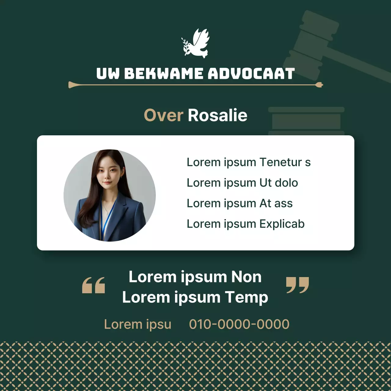 Een modern advocatenkantoor in kaki en goud promoten