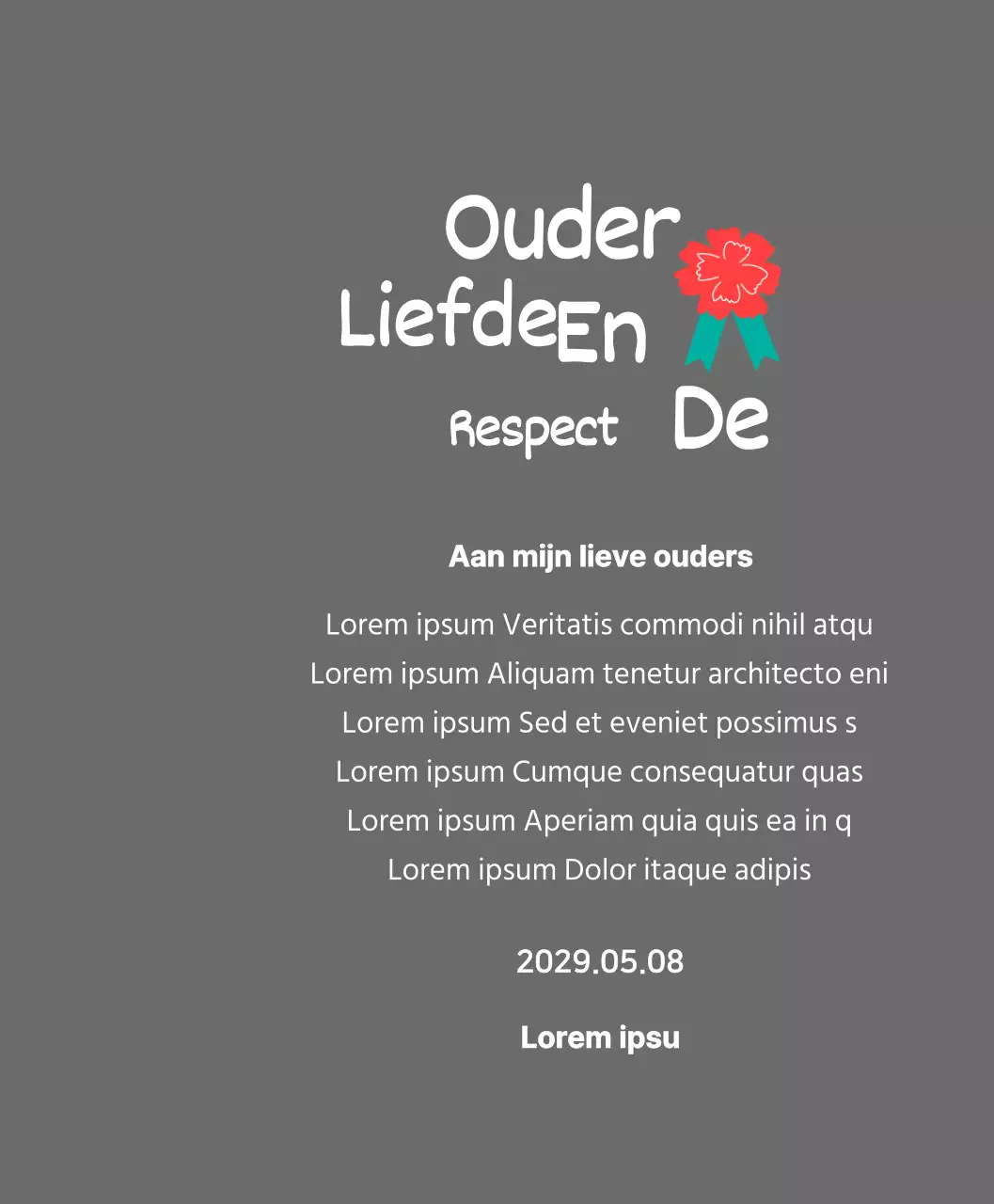 Moederdag kalligrafie met rode anjer illustratie