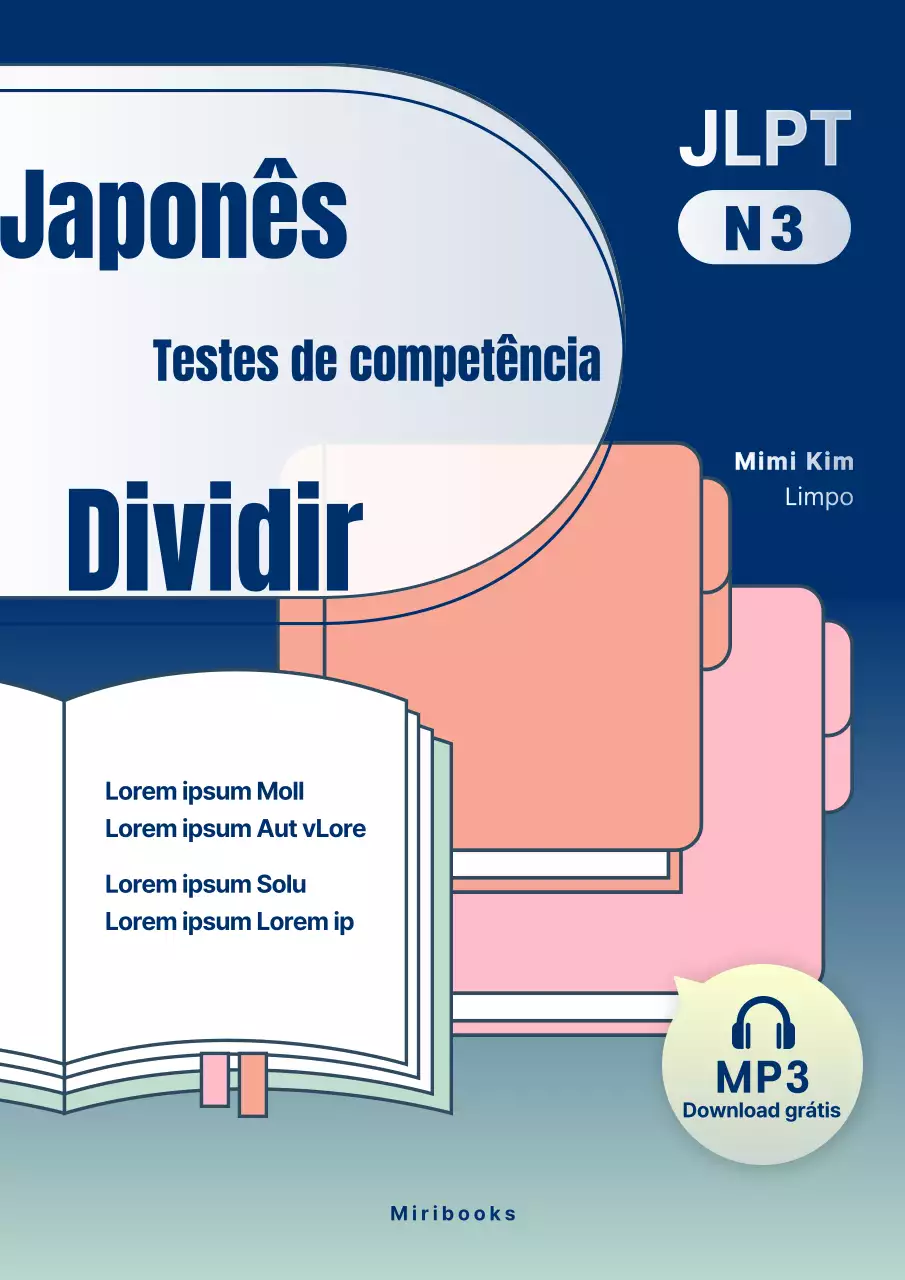 Livro de perguntas japonês moderno em azul-marinho e laranja