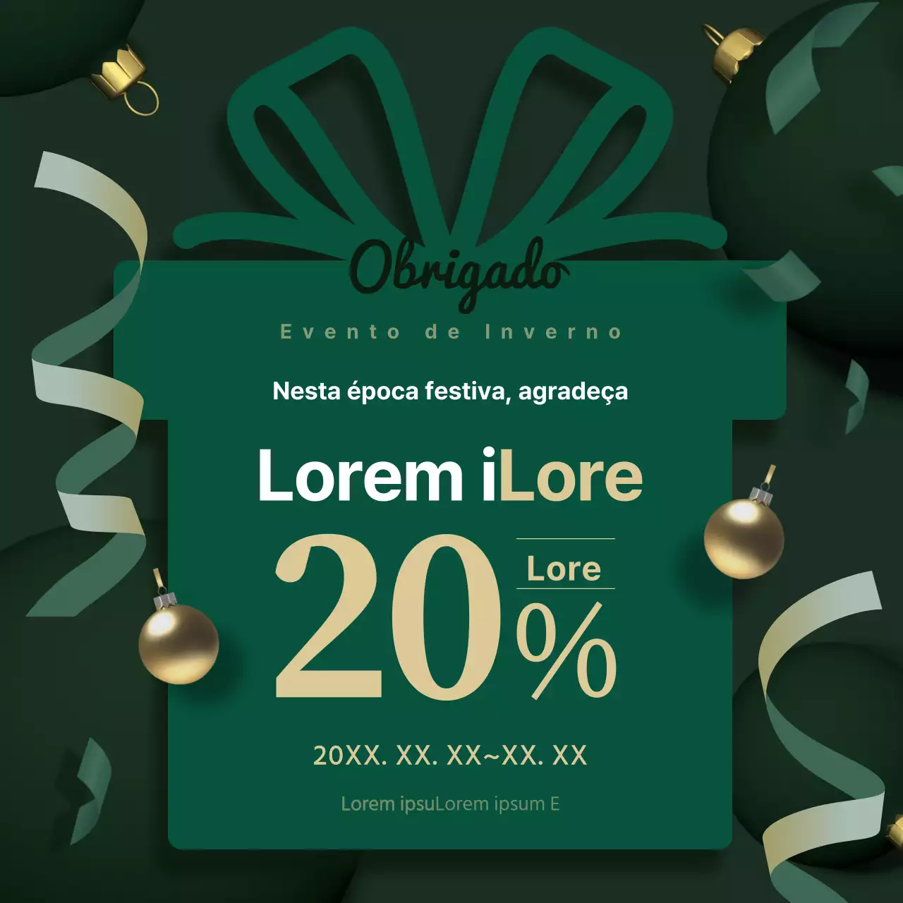 Anúncio moderno de saldos de inverno em dourado e verde