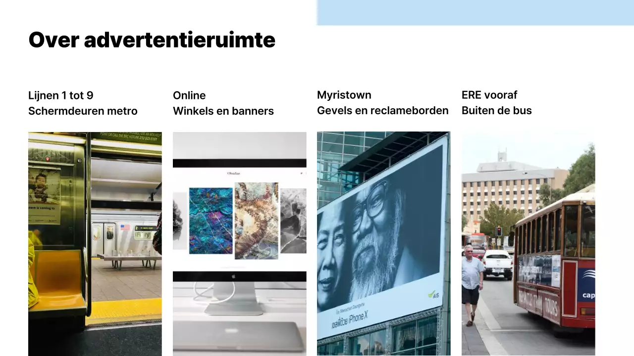 Voorstel voor moderne reclamemedia in lichtblauw