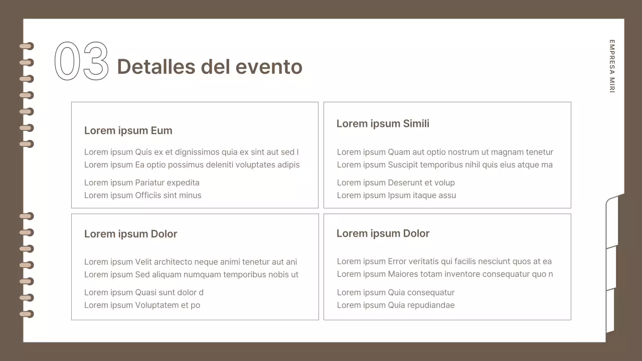 Planificador de eventos sencillo y de marca en marrón