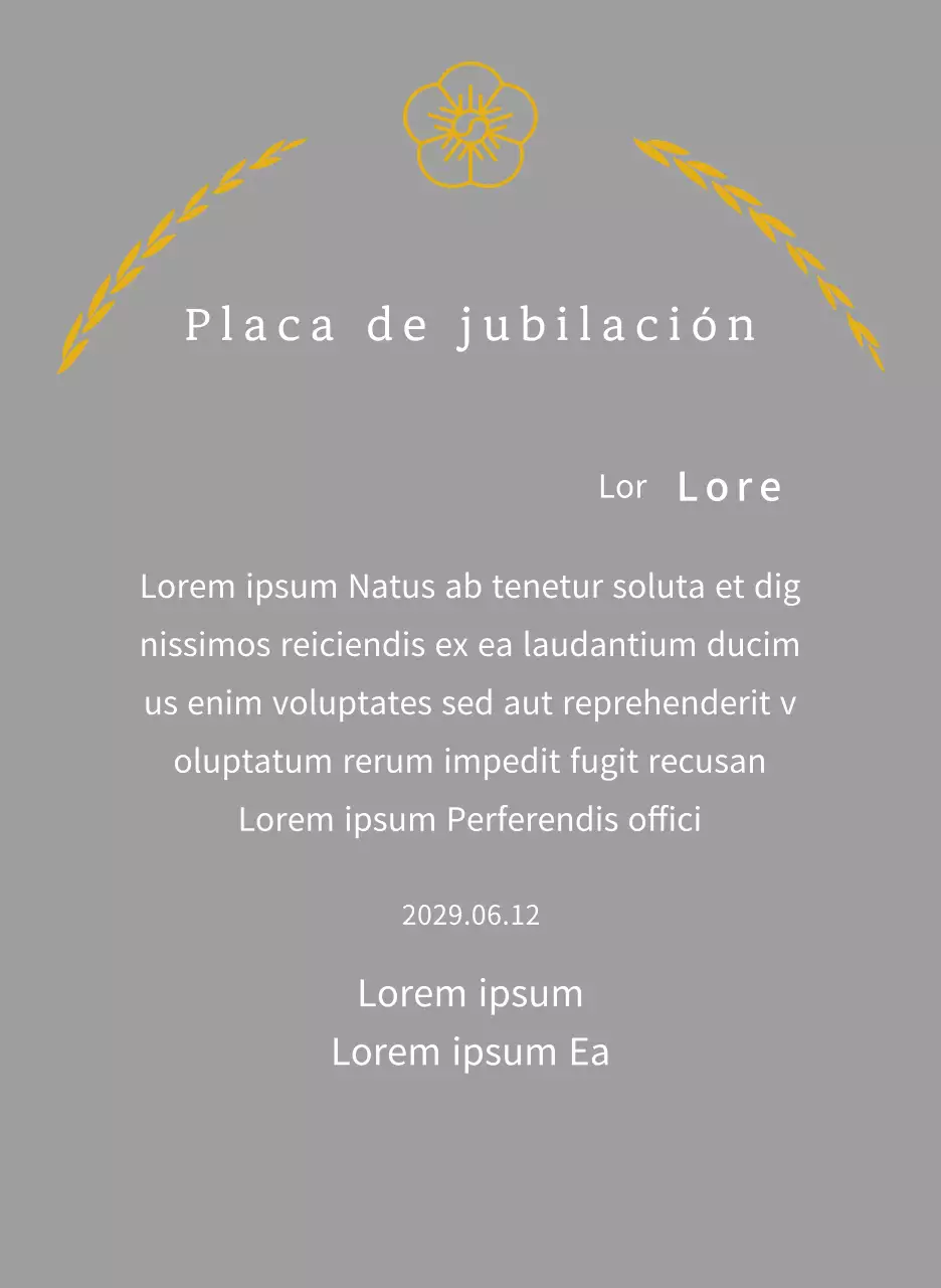 Placa de agradecimiento por concepto de cotización con hojas de laurel y flores lineales