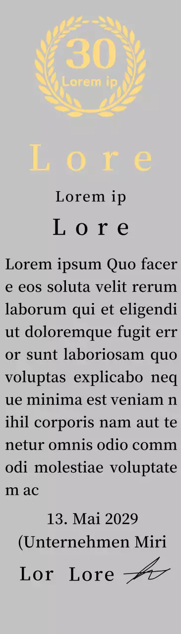 Firmenjubiläumsplakette mit Lorbeersymbol Konzept