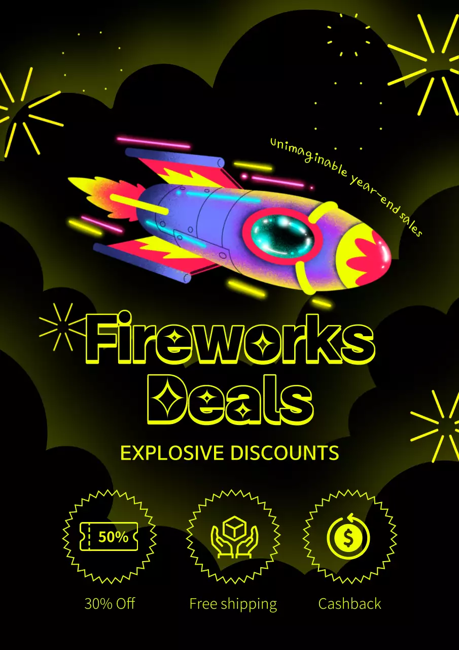 네온 트렌디 불꽃놀이 홍보 포스터