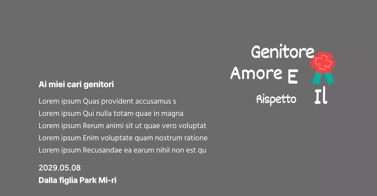 Calligrafia per la festa della mamma con illustrazione di garofano rosso