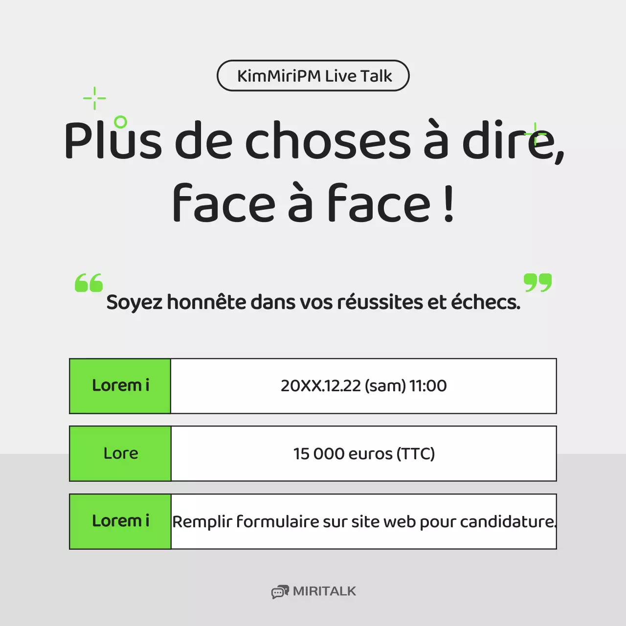 Un portrait d'entreprise simple, un poste d'interview en chartreuse et gris