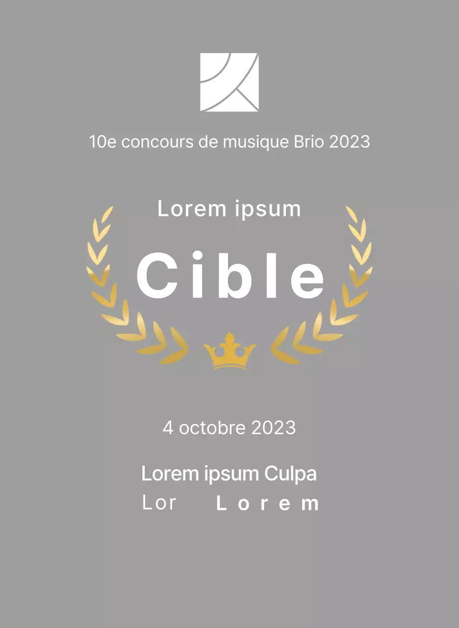 Plaque du lauréat du concept de concours avec illustration de lignes de laurier et de couronne