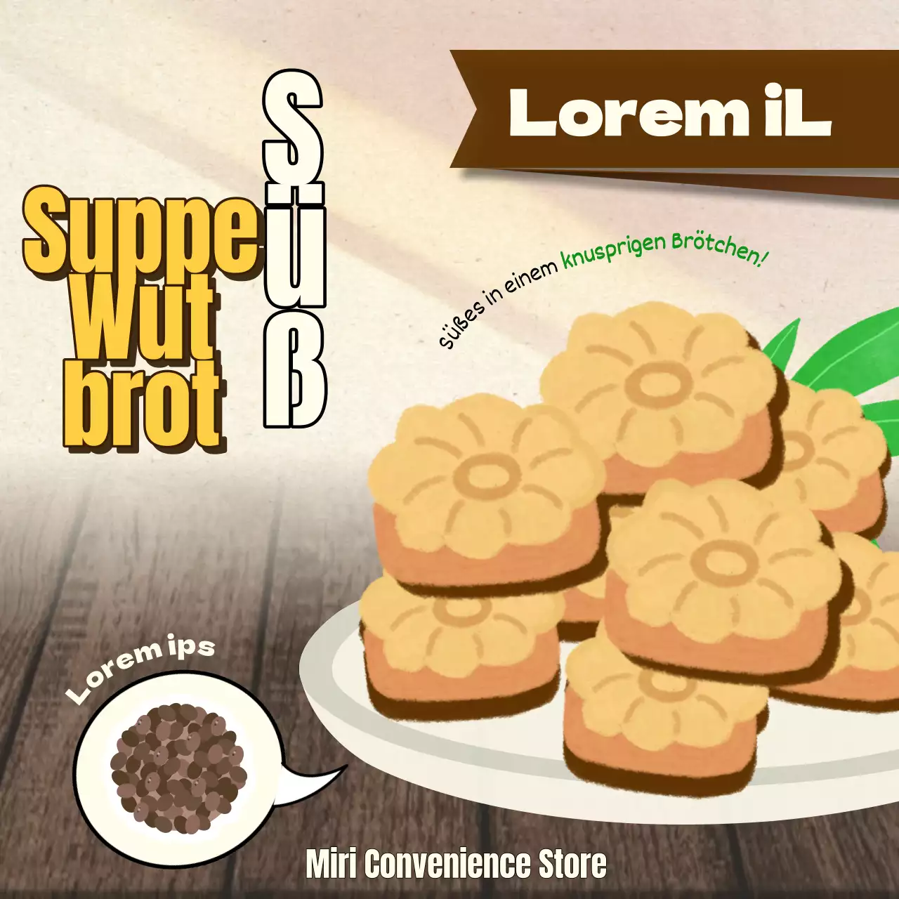 Förderung von Chrysanthemenbrot, einer beigen Winterleckerei