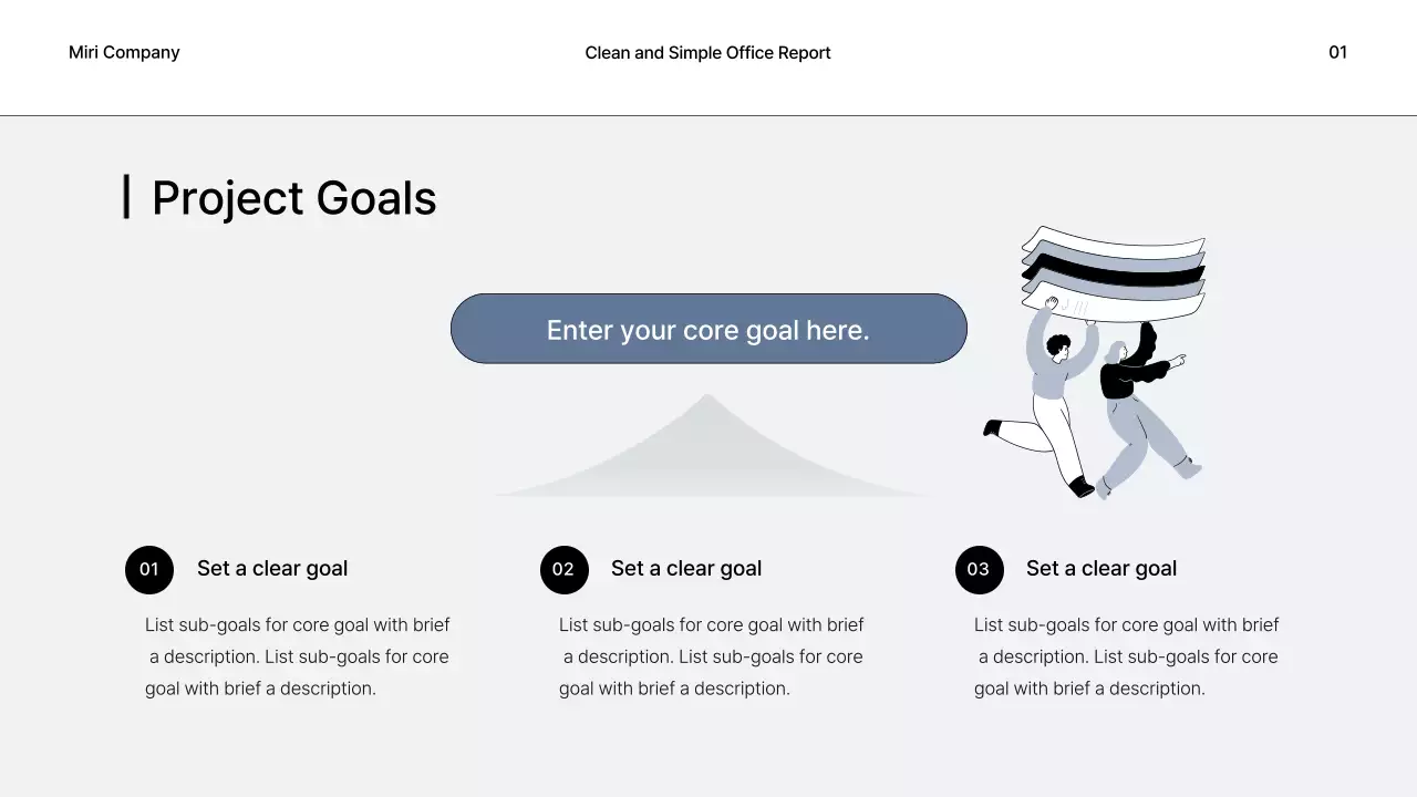 Simple business reports in gray and black