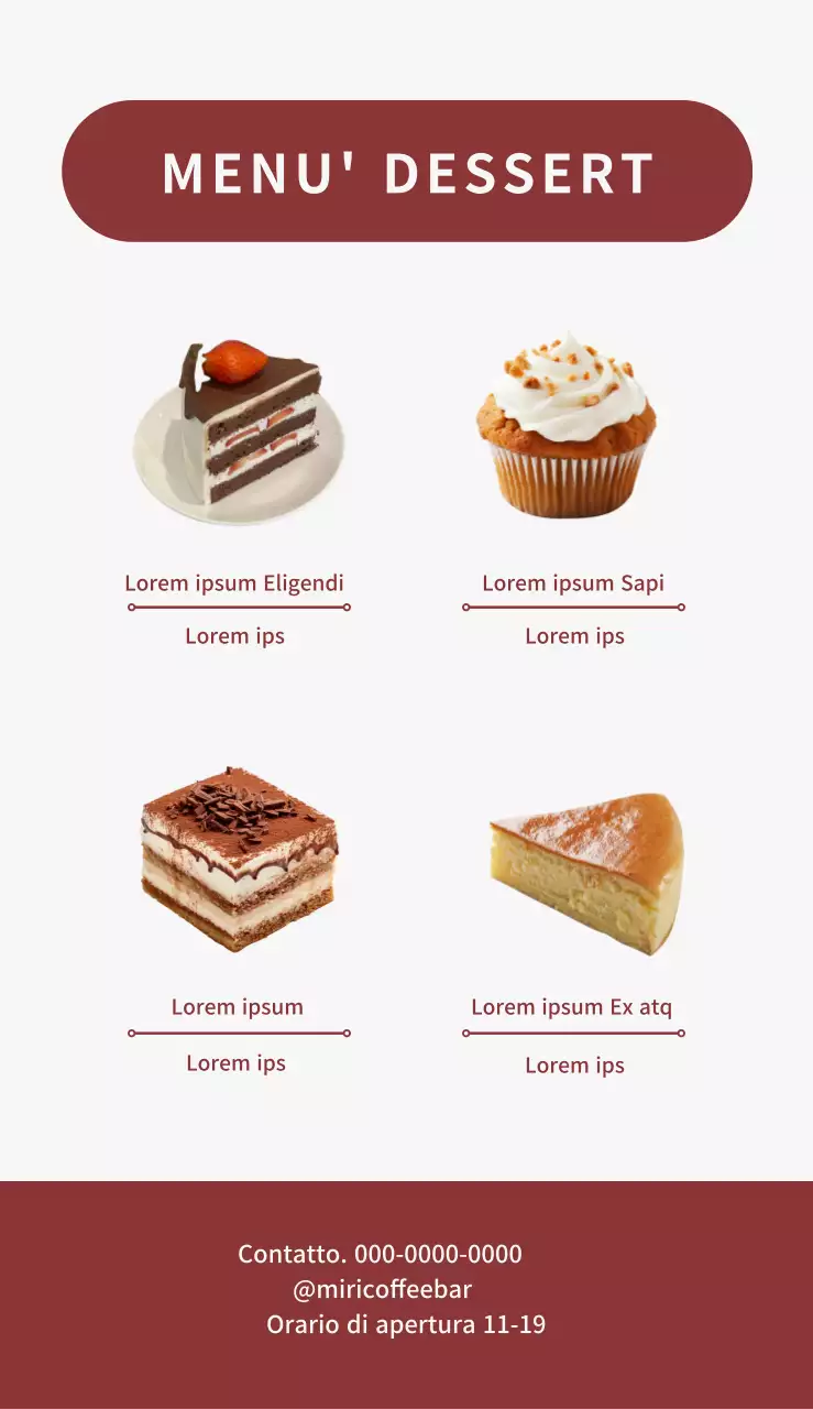 Segnaletica del menu stagionale con foto e scritte di latte alla fragola su uno sfondo rosso e bianco