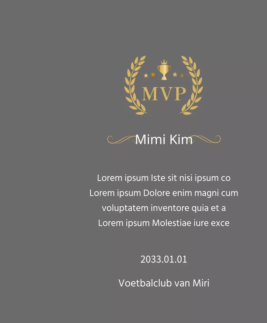 Kampioenschapsplaat met gouden lauweren en trofee