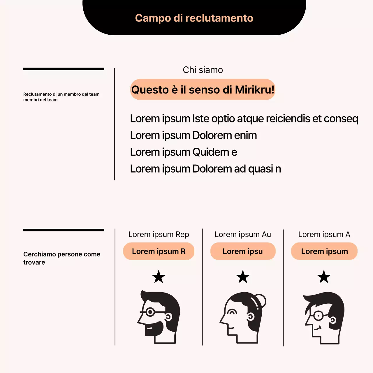 Una semplice scheda di reclutamento arancione e neraNews