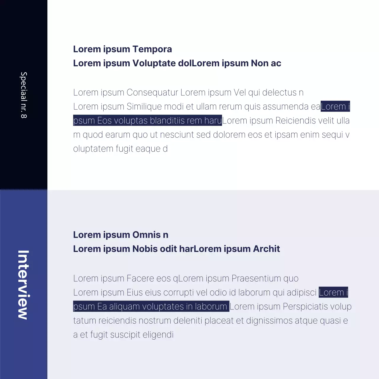 Een eenvoudige, marineblauwe interviewpost voor bedrijven