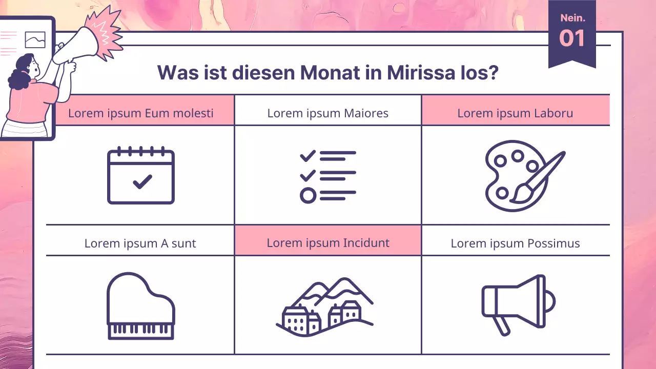 Ein moderner Newsletter für den Kulturtourismus in Rosa und Lila