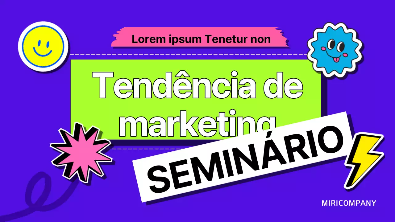 Materiais de formação para seminários de marketing em néon e kitsch