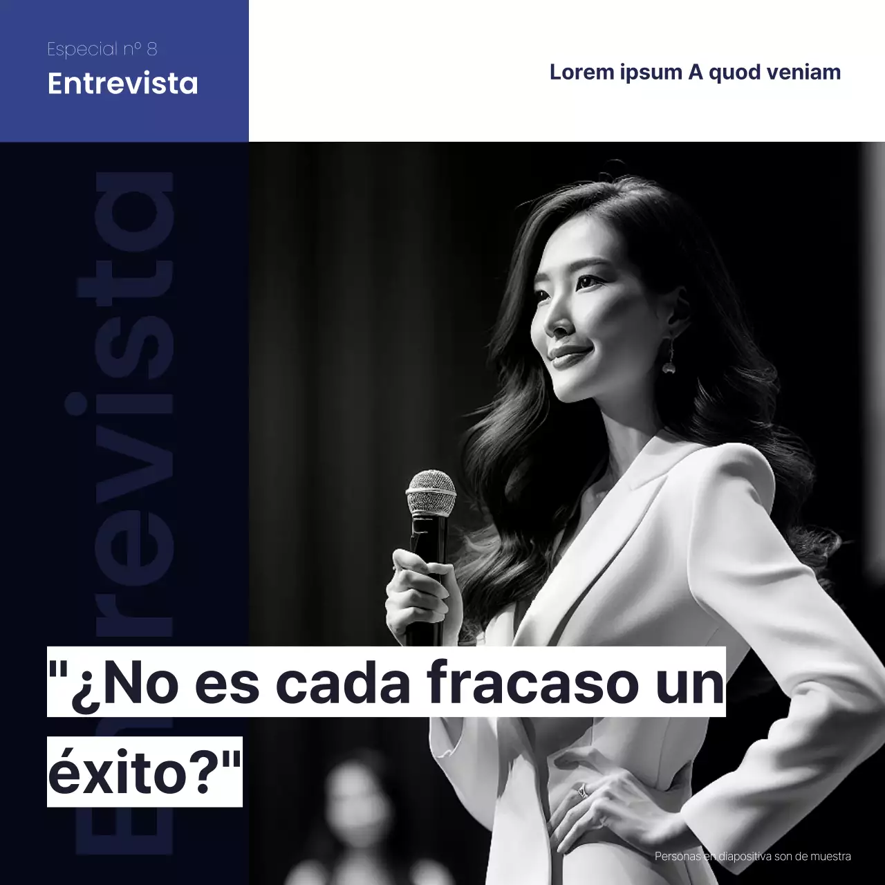 Un sencillo puesto de entrevista corporativa en azul marino