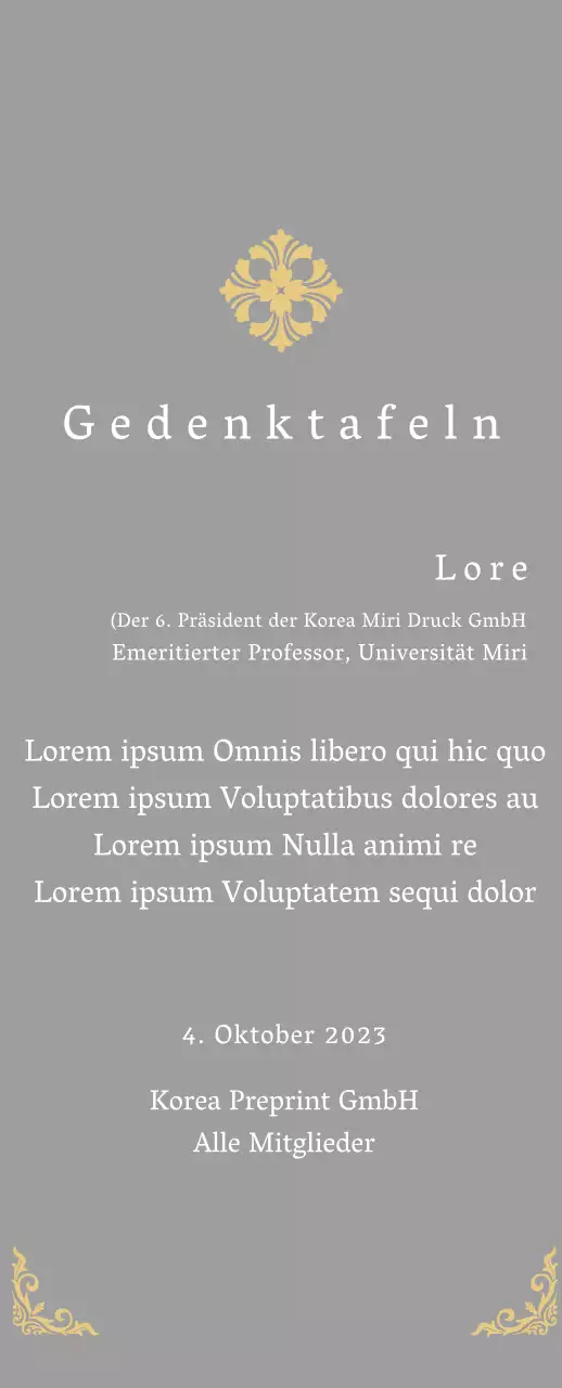 Eine königlich anmutende Inbetriebnahmetafel mit kunstvoller Verzierung