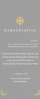 Eine königlich anmutende Inbetriebnahmetafel mit kunstvoller Verzierung