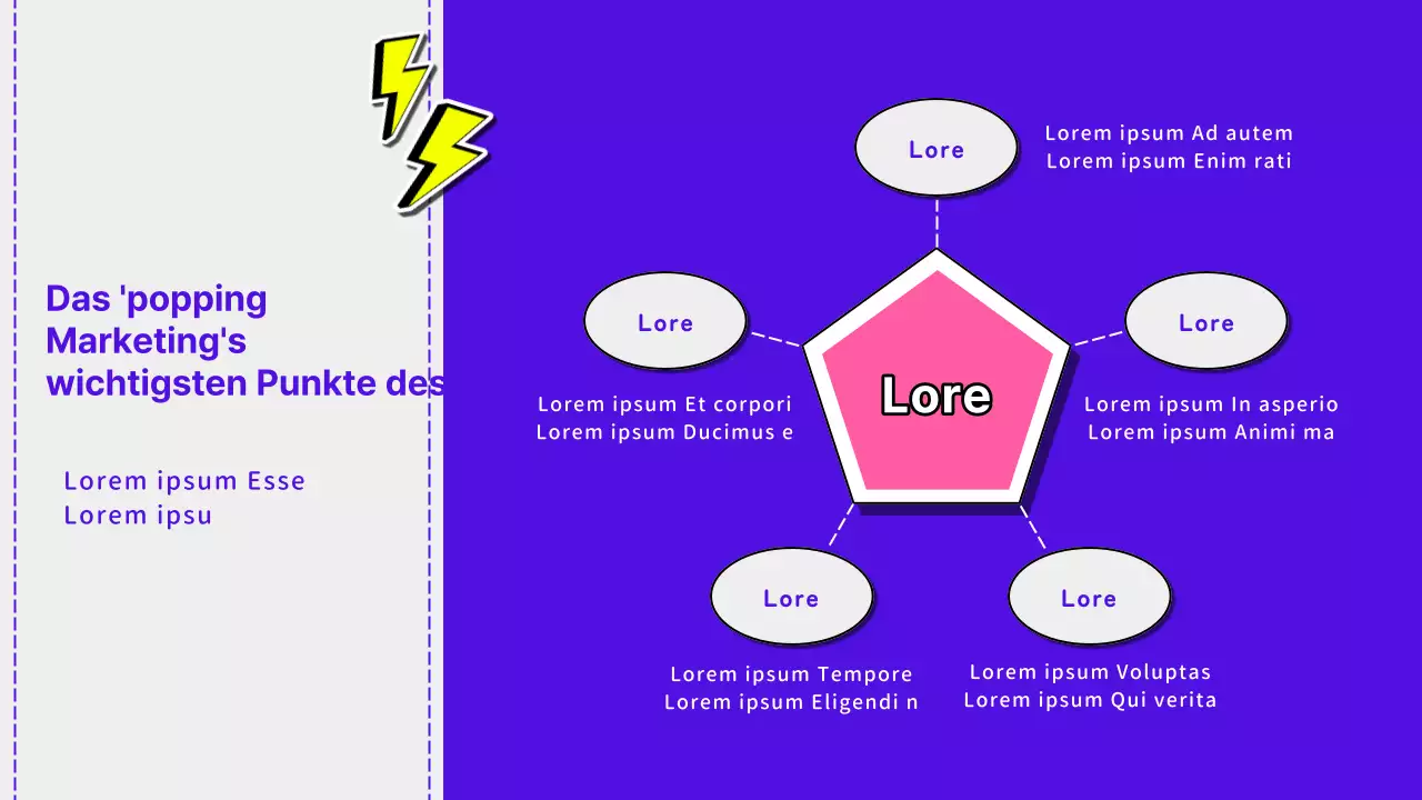 Neonfarbenes und kitschiges Schulungsmaterial für Marketingseminare