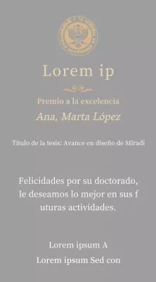 Lujosa placa de titulación con el logotipo de la escuela y adornos dorados