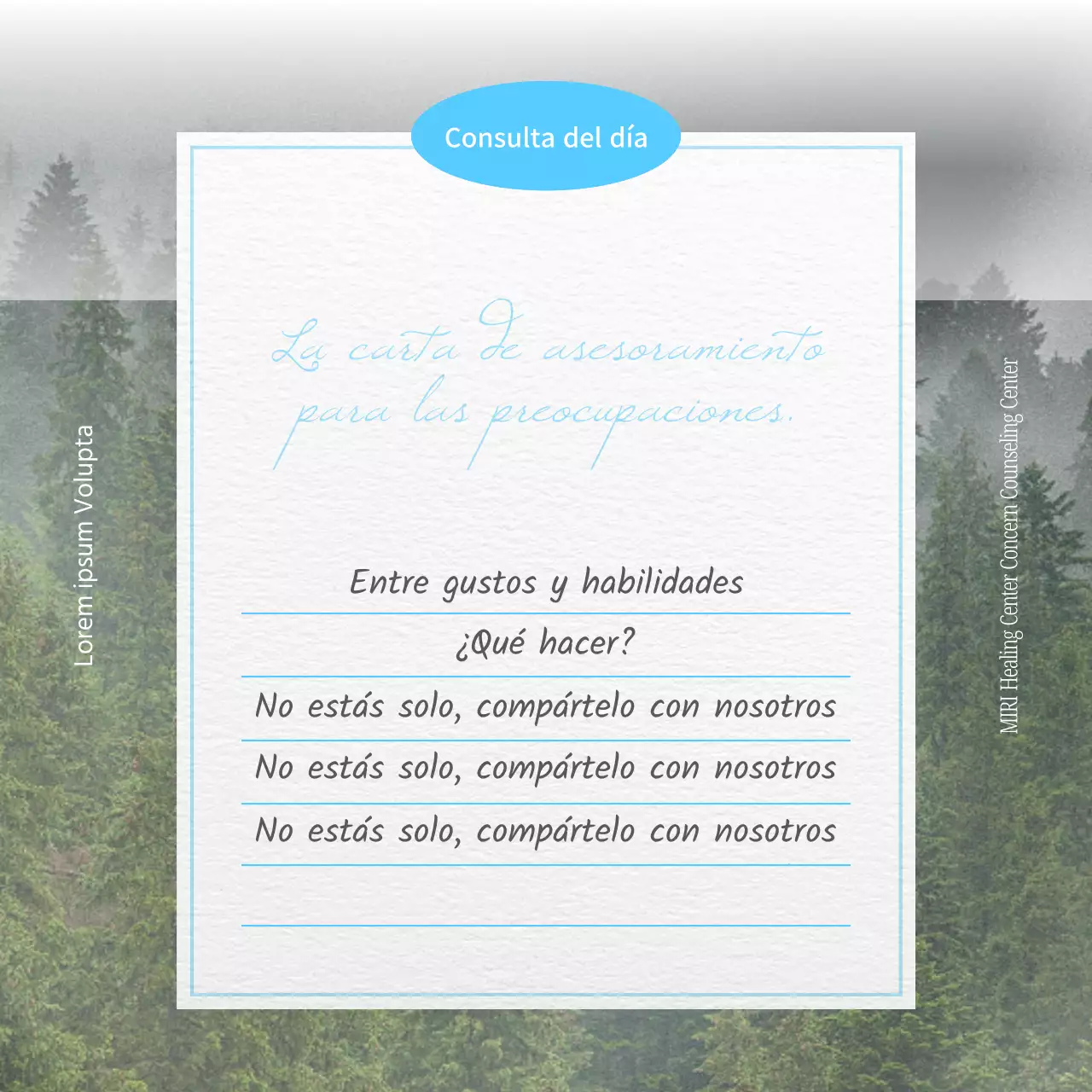 Una línea de ayuda moderna y minimalista en azul claro y blanco.