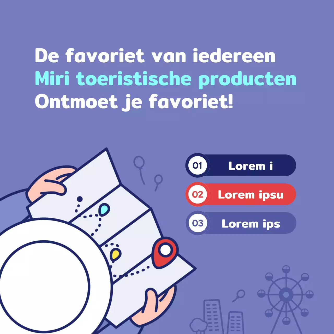 Promoot lokale toeristische producten in mauve en marineblauw