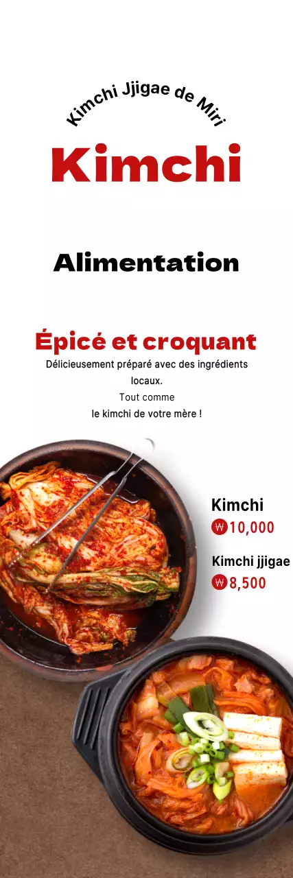 Promouvoir le kimchi et le jjigae avec un arrière-plan blanc et un look épuré