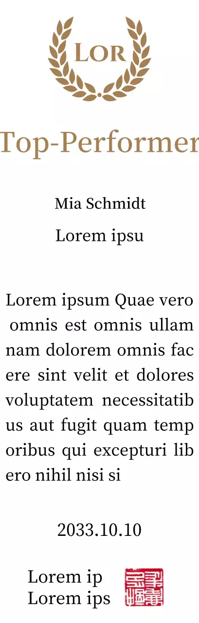 Luxuriöse Danksagungstafel mit goldenen Lorbeeren und Stempel